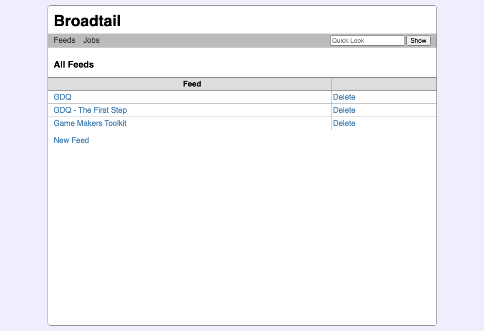Feed listing, in all it's 90's web style glory.