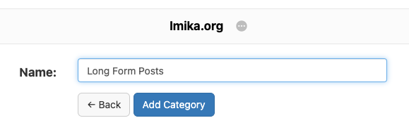 The new category edit box with the name Long Form Post