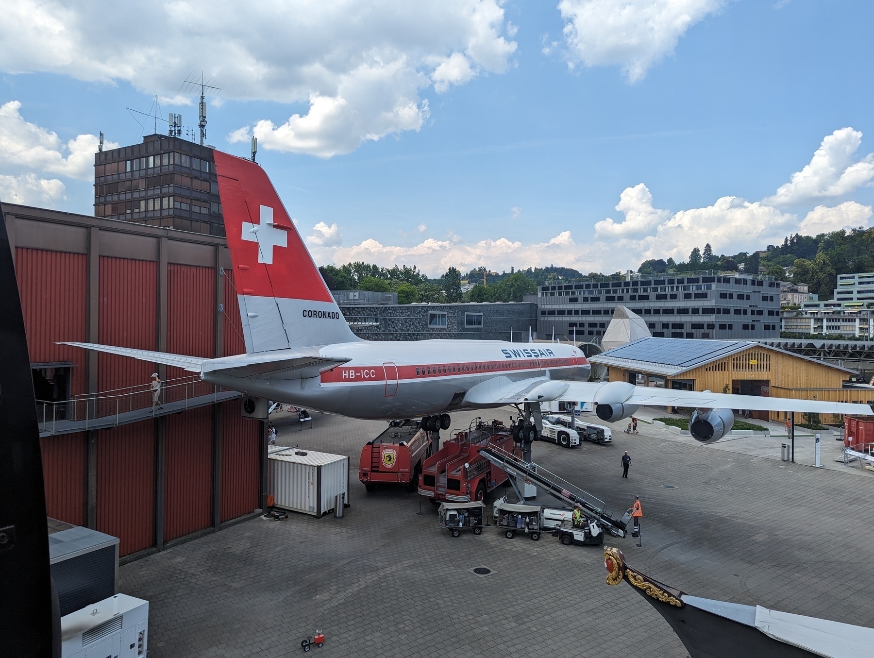 Tail of a Swiss Air aeroplane