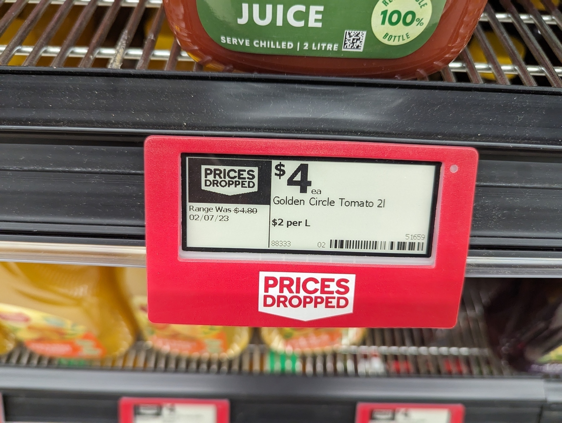 An E Ink display for tomato juice.