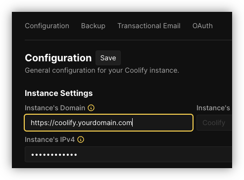 The Domain settings for the deployable project resource