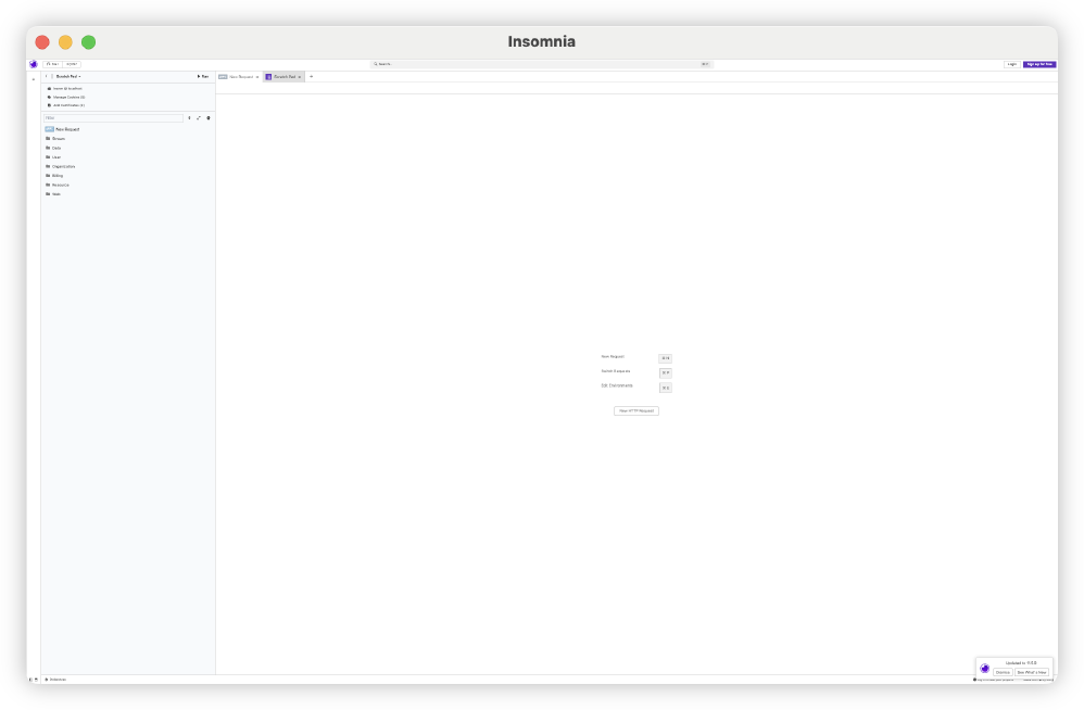 Auto-generated description: A software interface for Insomnia is displayed, showing an API development environment with a navigation panel on the left.