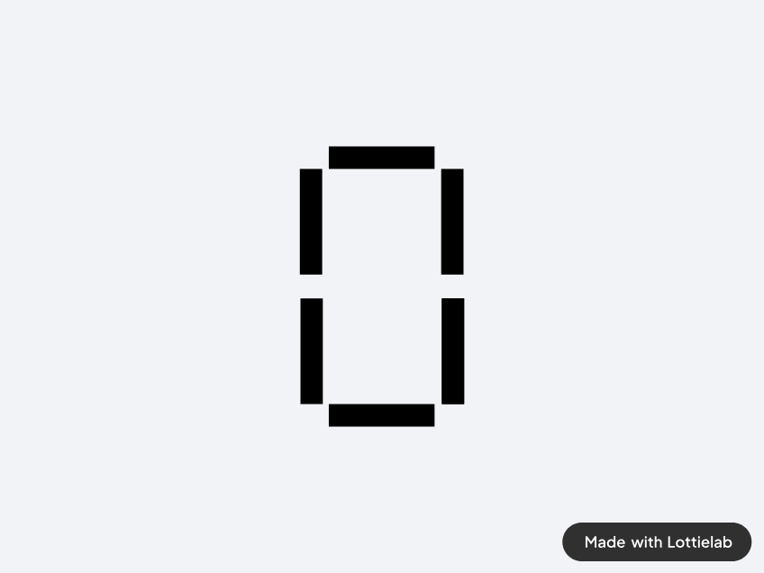 An animated gif of a seven segment digit starting from 0, and counting down all the way to 0