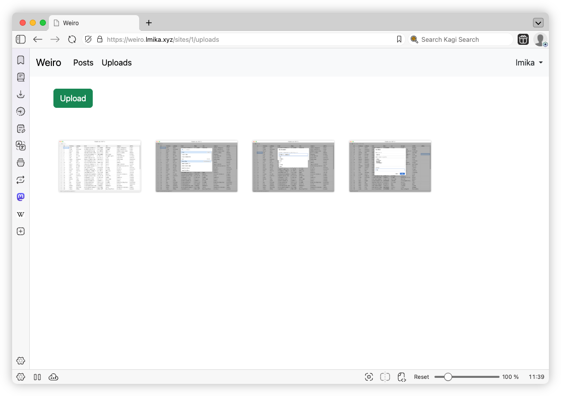Auto-generated description: A browser window displays an online platform featuring in-progress upload thumbnails and an Upload button.