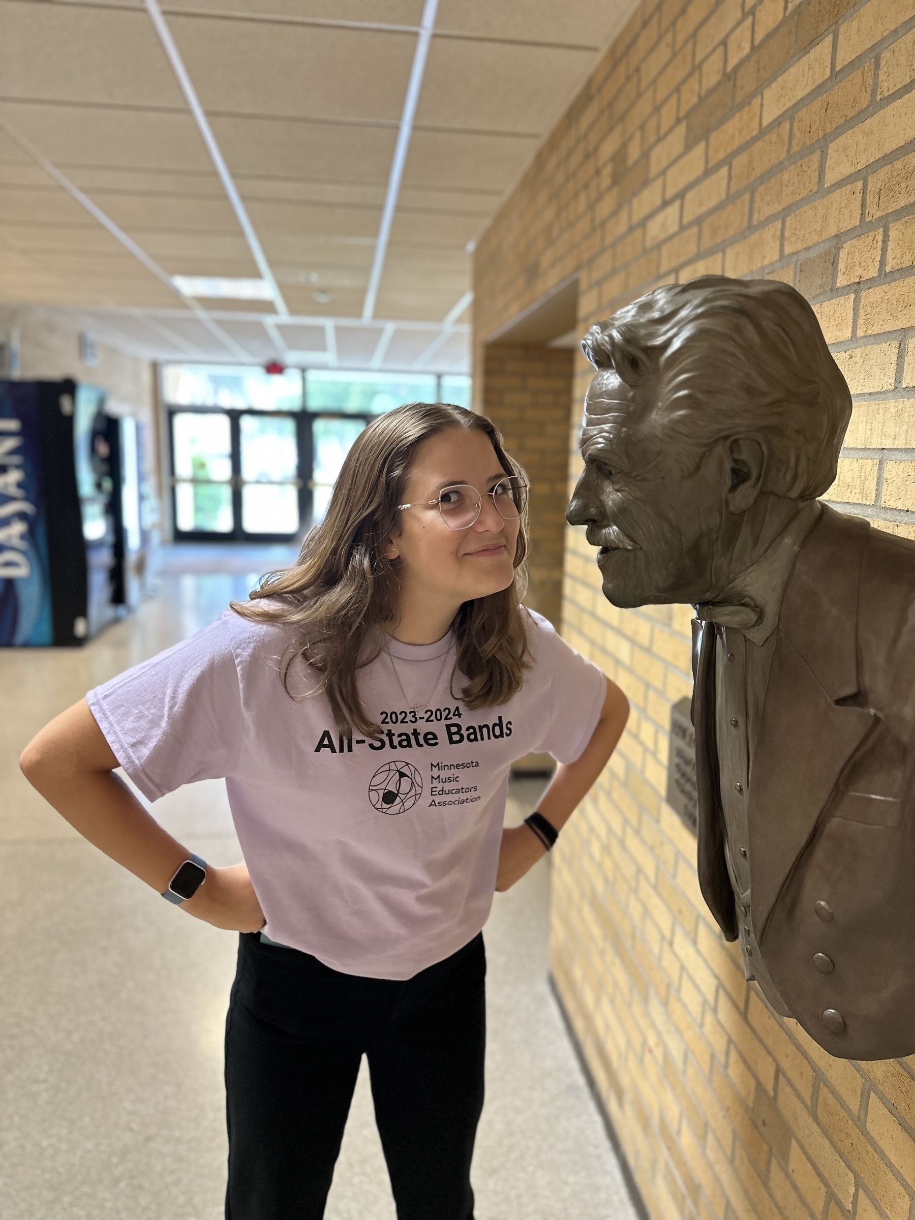 Cora eyeing a Concordia College historical figure.