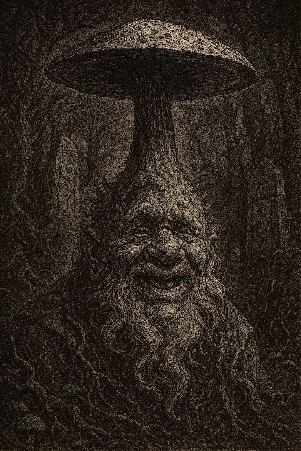 Mushroom-Hatted Forest Dweller.