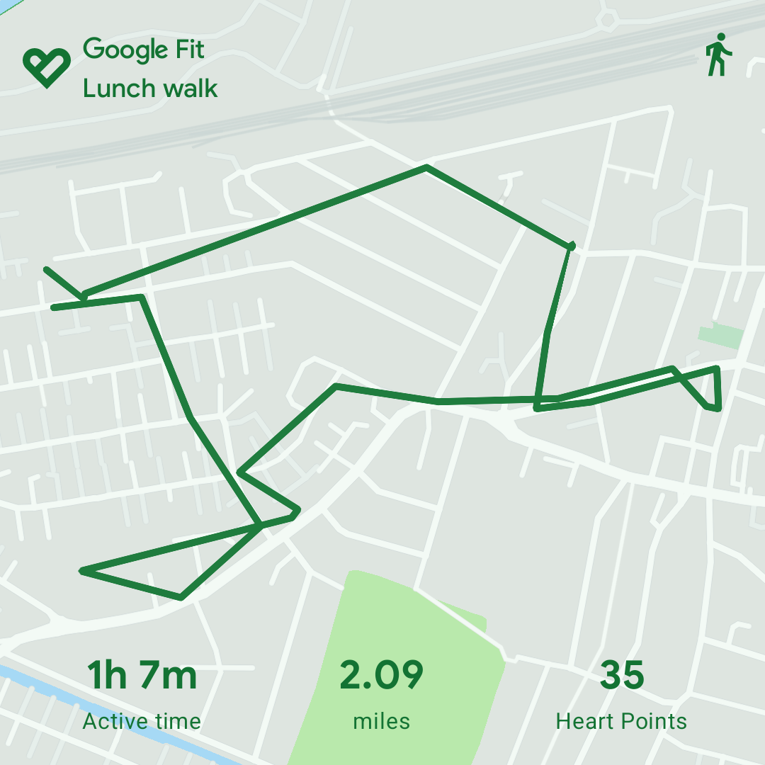 Screenshot of Google Fit map of my morning walk