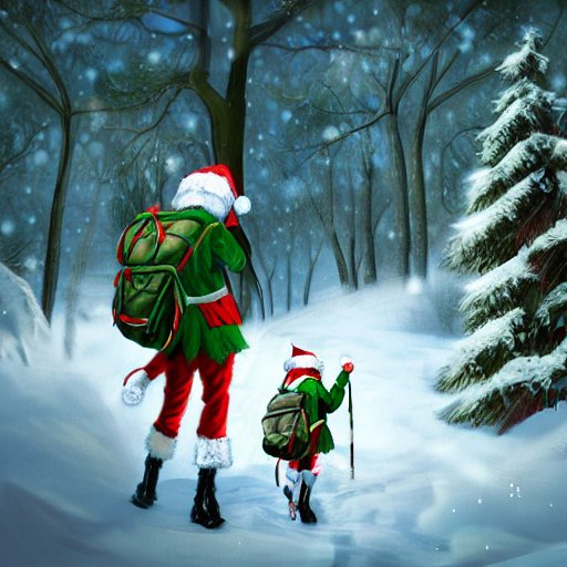 Elves hiking, by Stable Diffusion