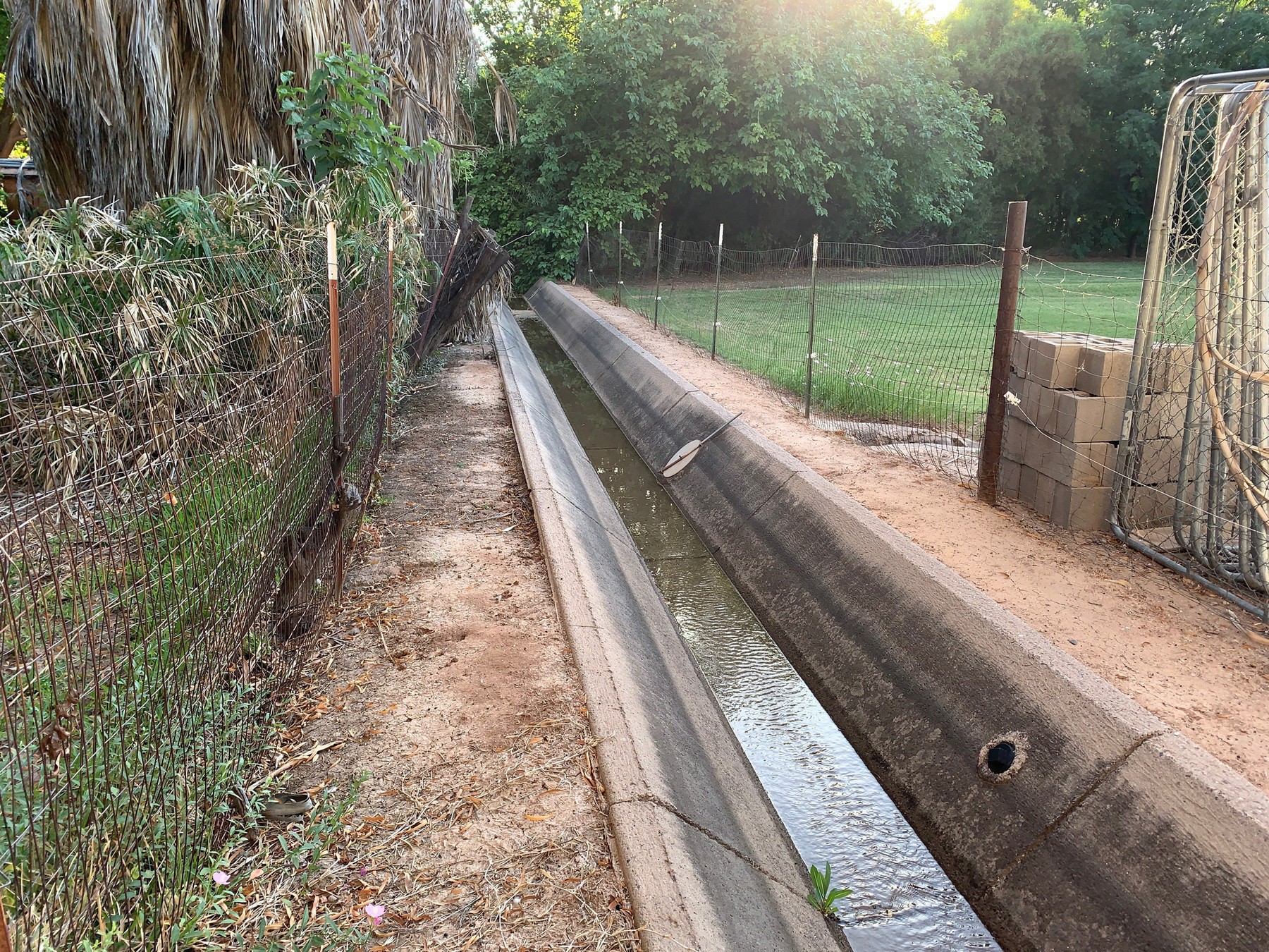 small water canal with greenery background