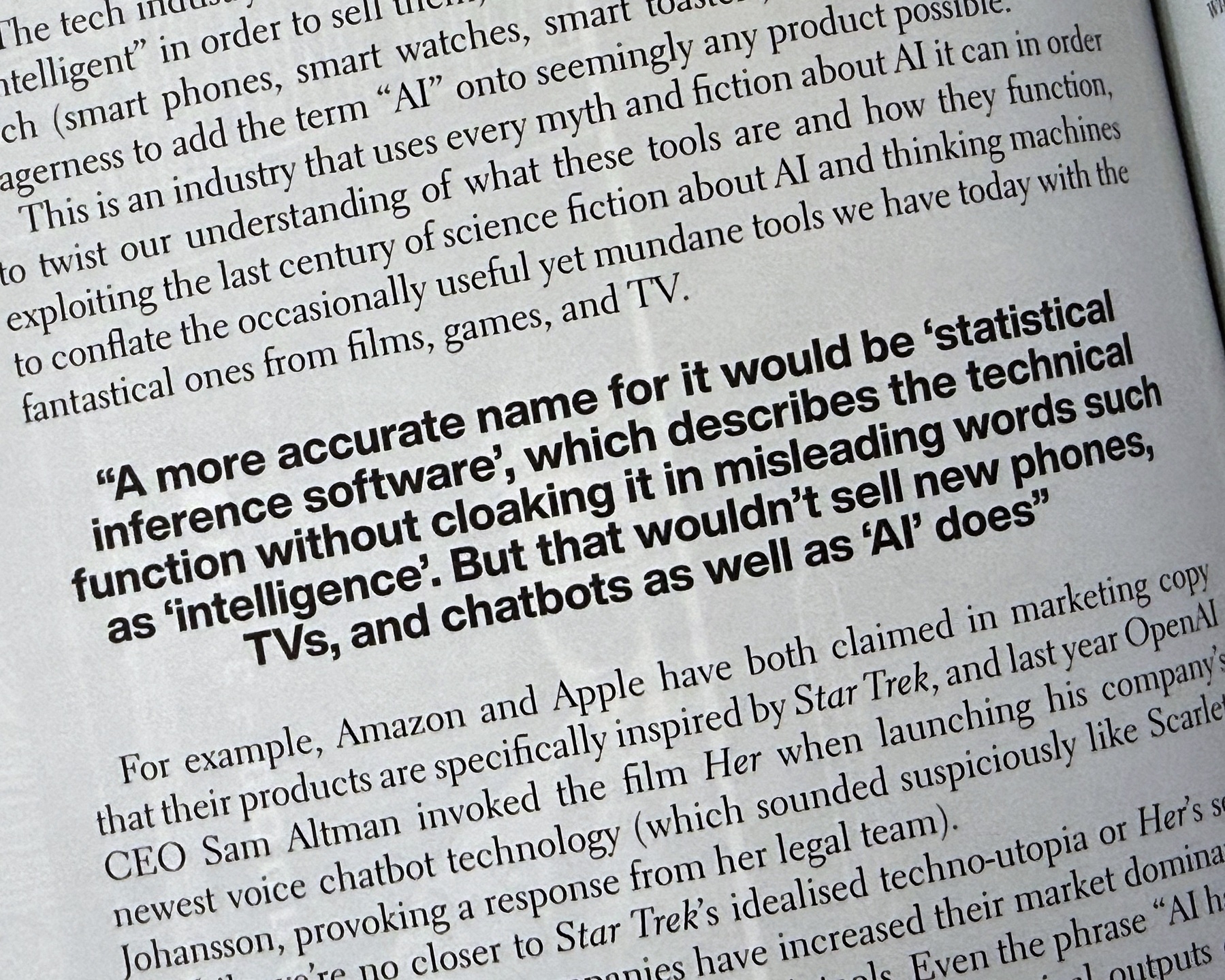  A more accurate name for it would be 'statistical inference software, which describes the technical function without cloaking it in misleading words