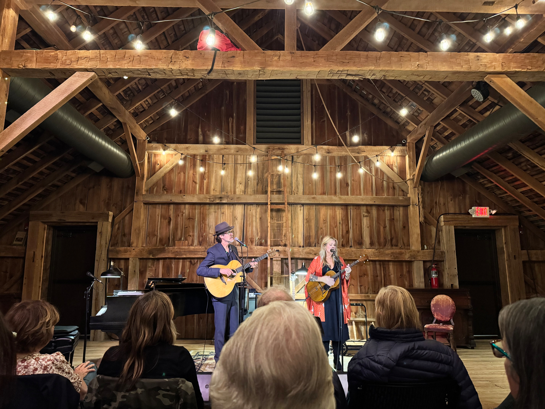 Over the Rhine on the stage in the barn at Nowhere Else Farm