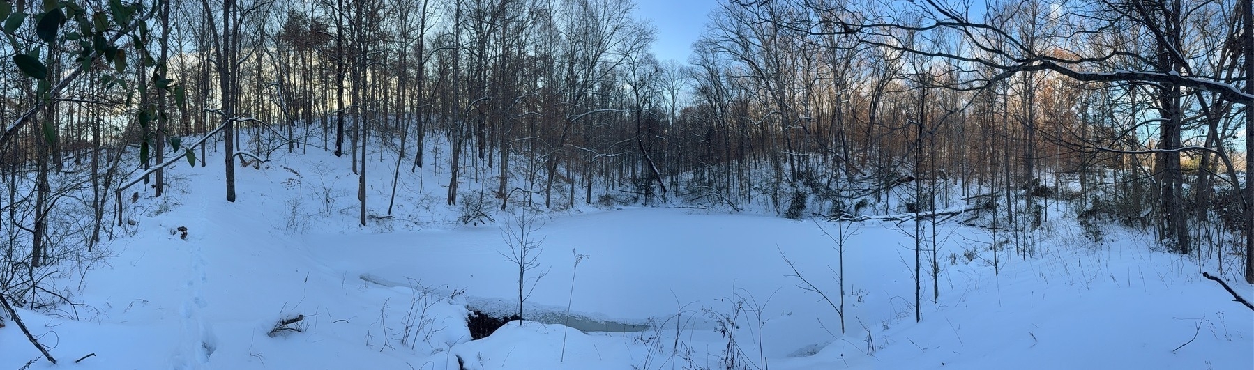 A frozen pond in winter time