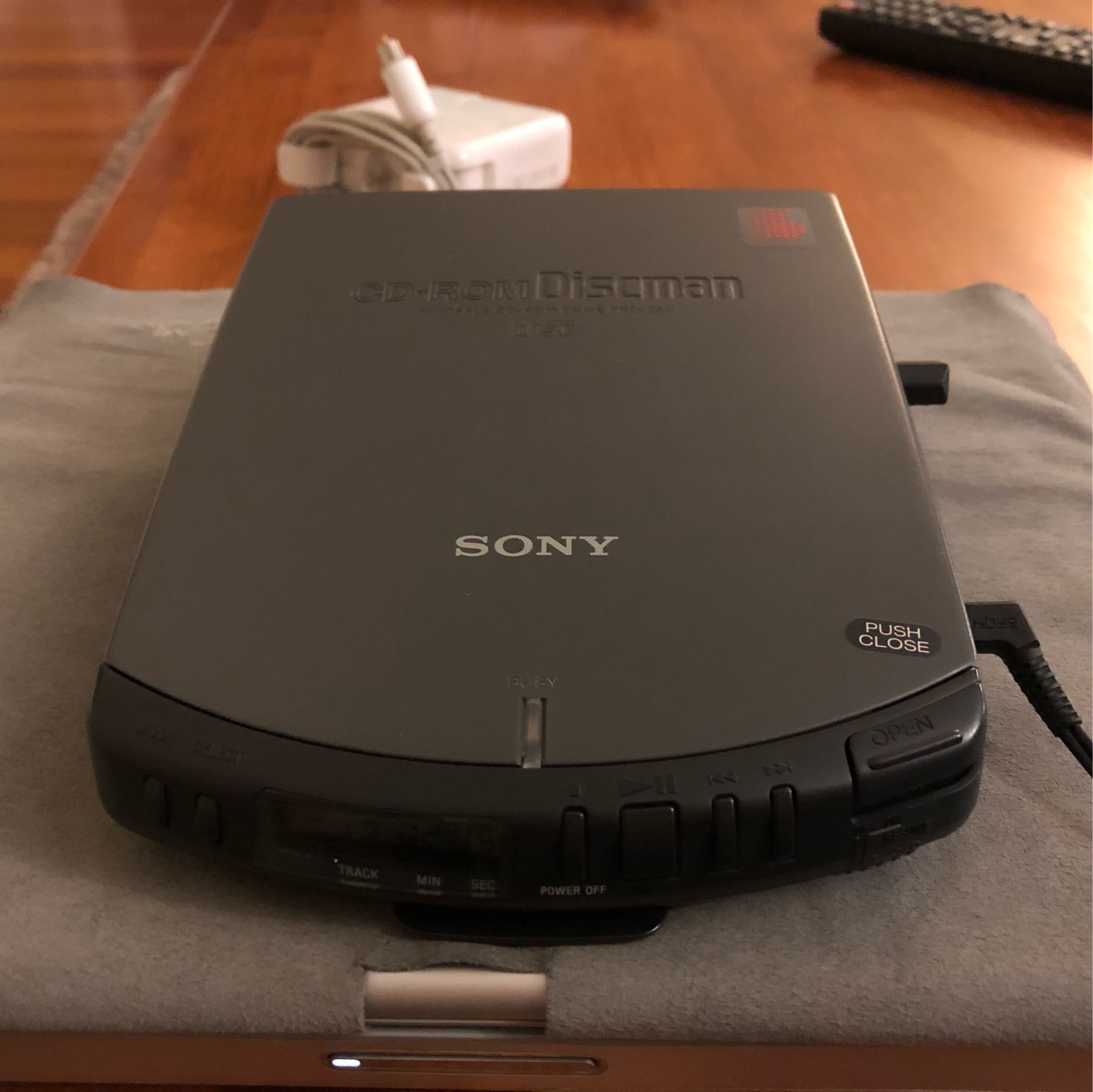 Sony CD-ROM Discman PRD-250 on battery sled