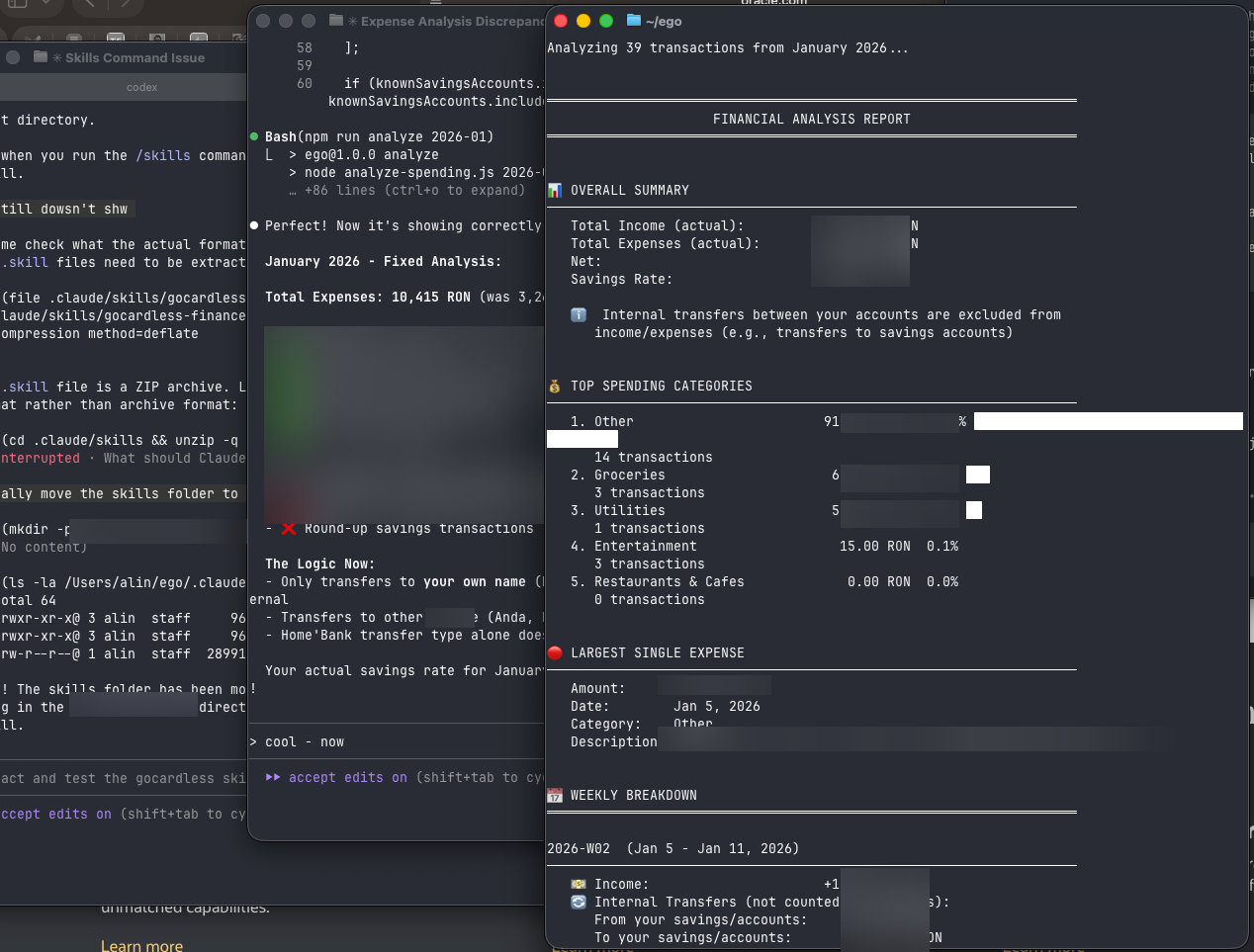 Claude Claude Skill for a financial analysis report on my bank account transactions
