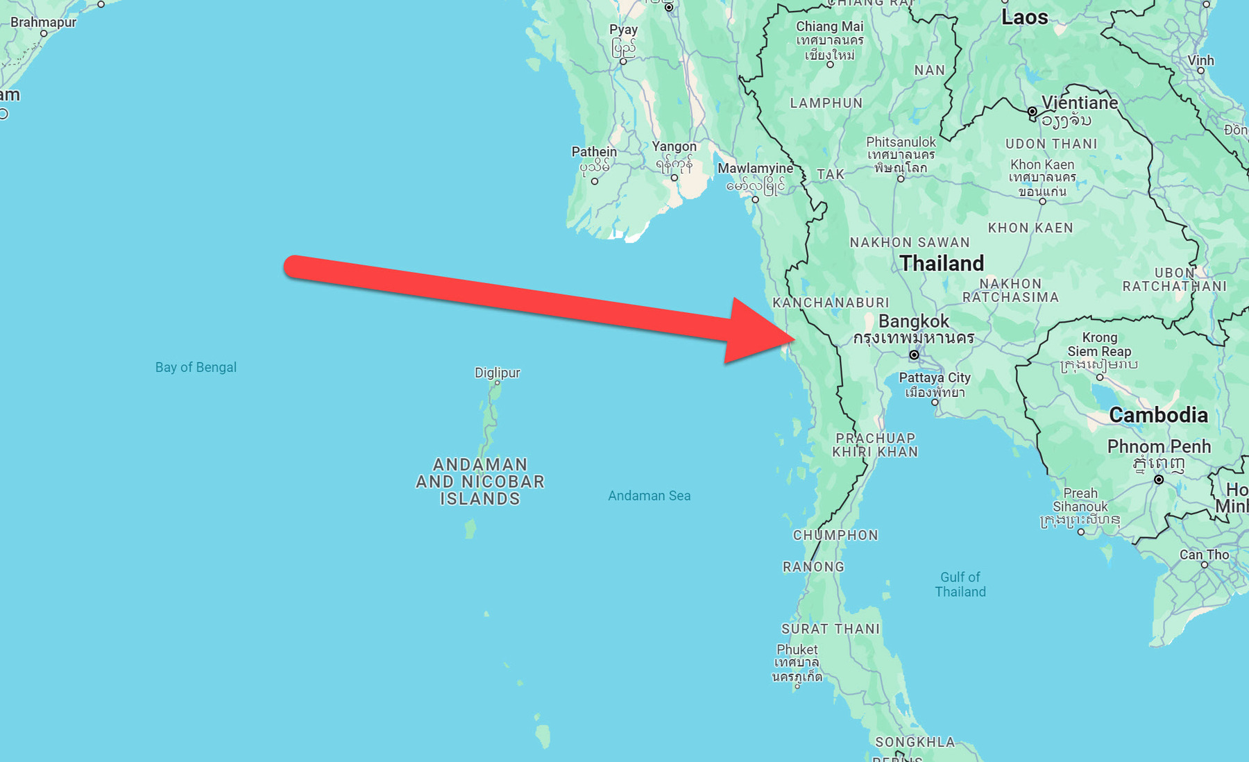 Turbulence after crossing Andaman Sea