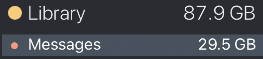 iMessage takes up 29.5 GB on my disk.