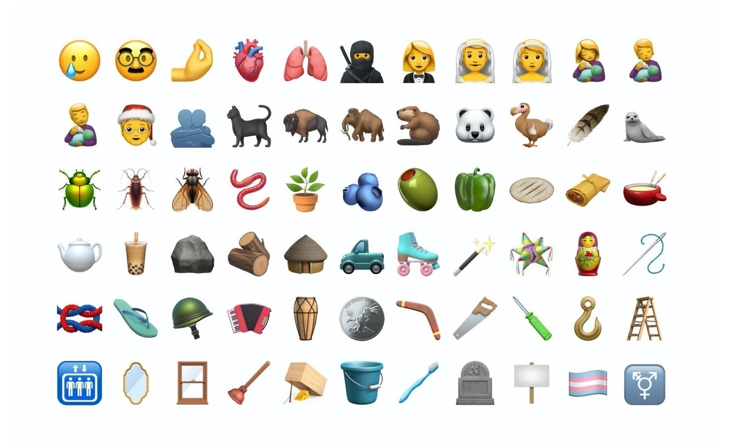 grid of new emoji