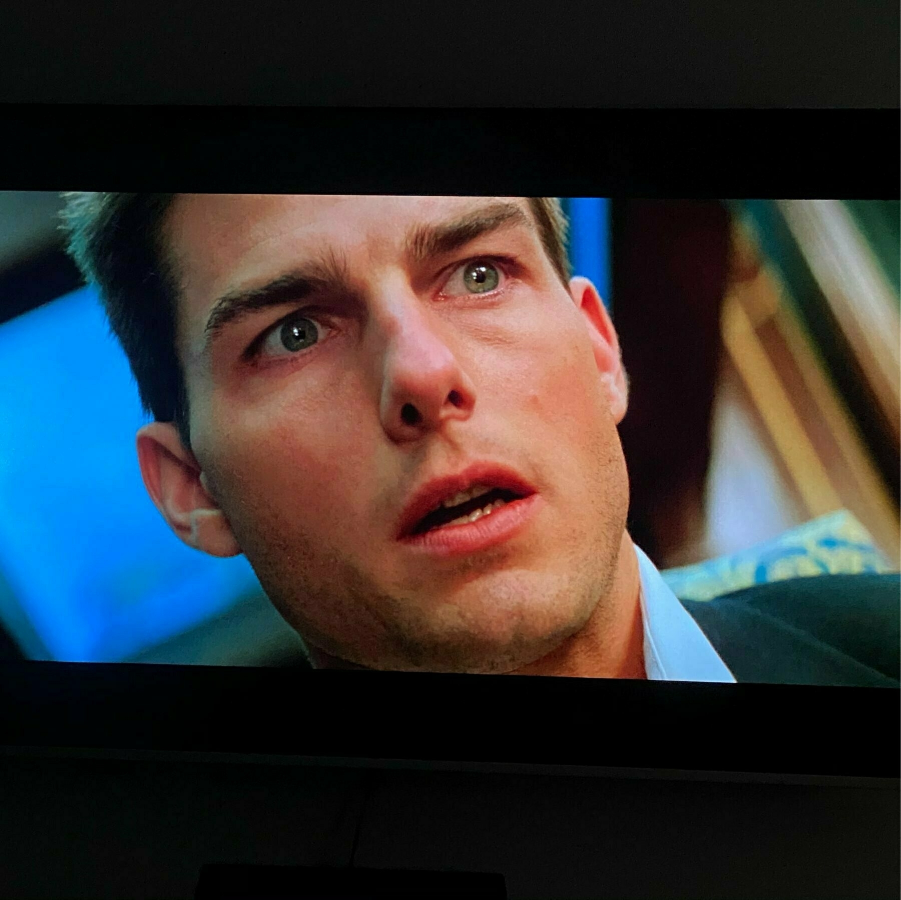 Actor Tom Cruise on screen
