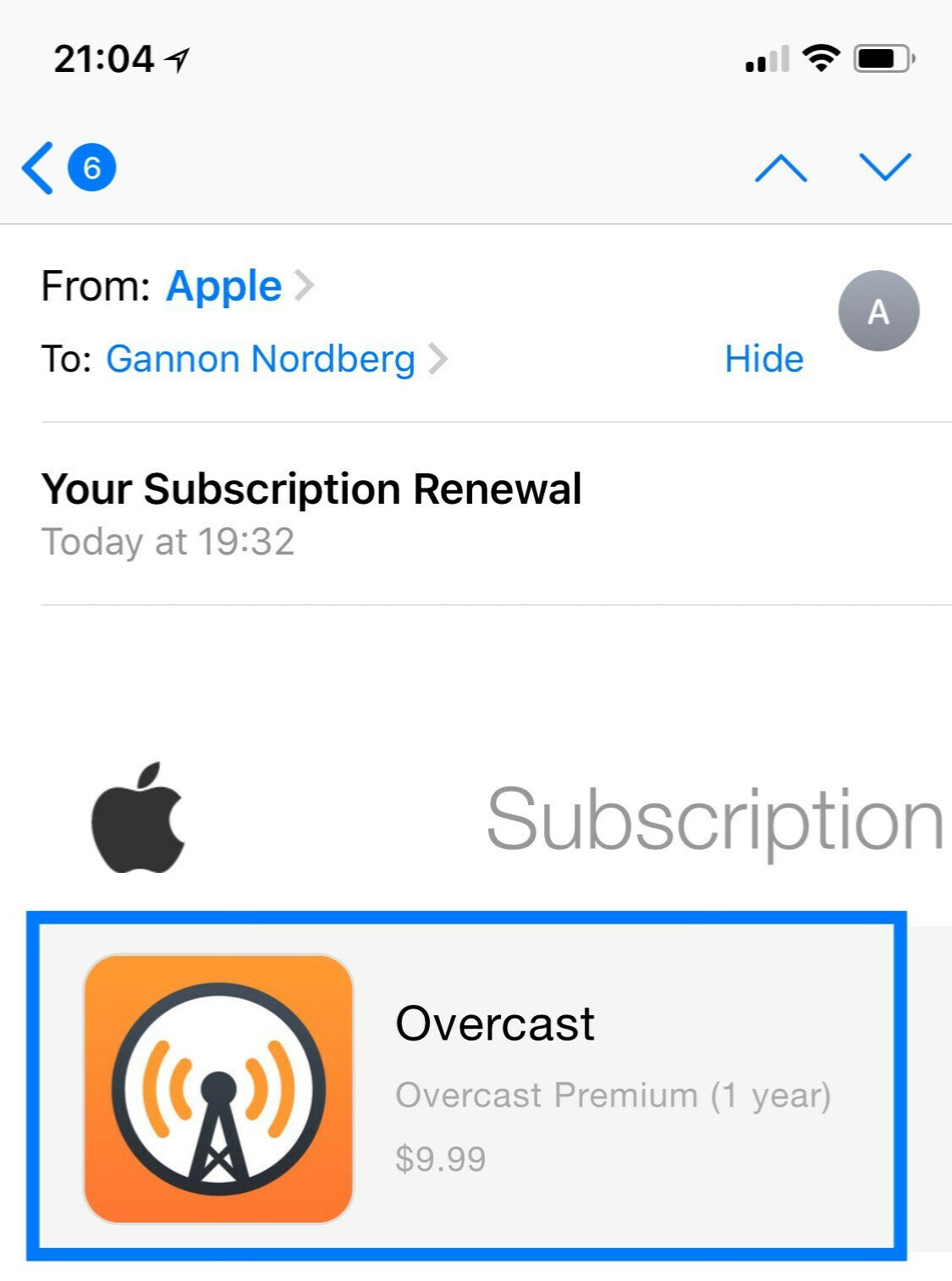 Overcast Subscription Renewal