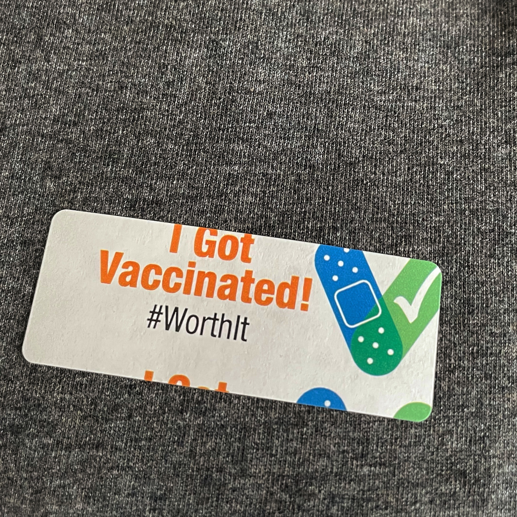 sticker with words 'I got vaccinated' on it 
