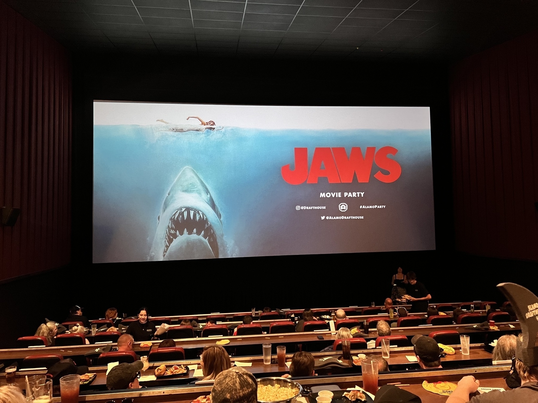 JAWS movie in a theater