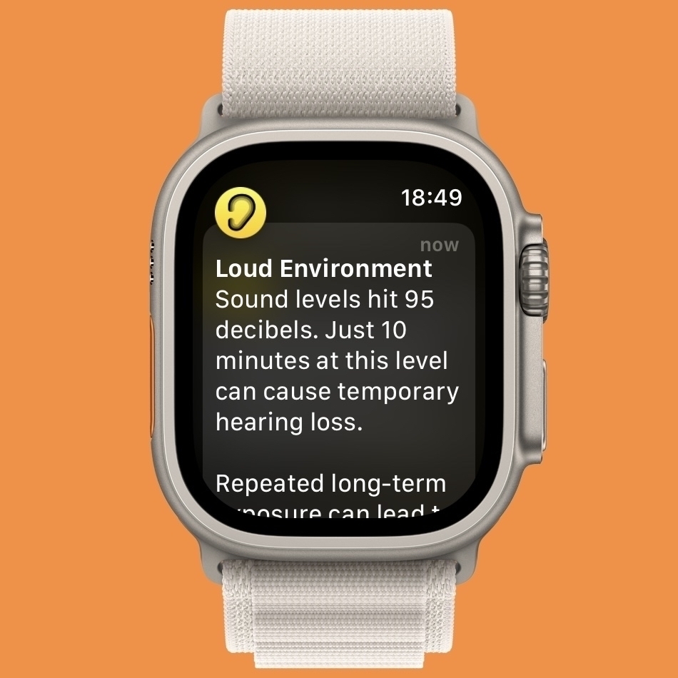 Apple Watch Ultra 2 screenshot with sound warning 