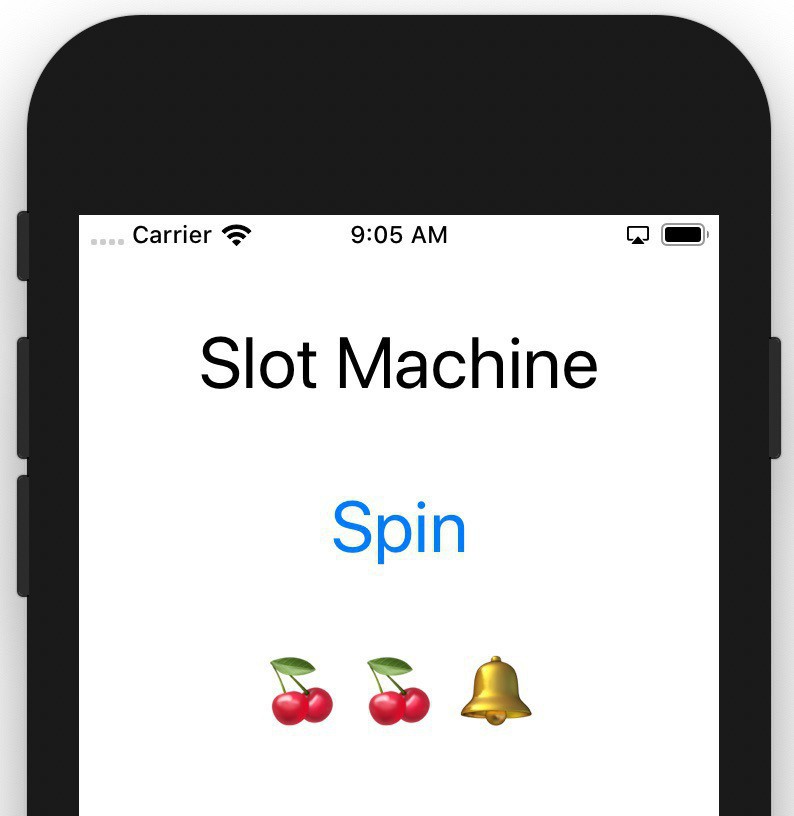 Screen capture of a basic iOS slot machine app written the demonstrate the Combine framework.