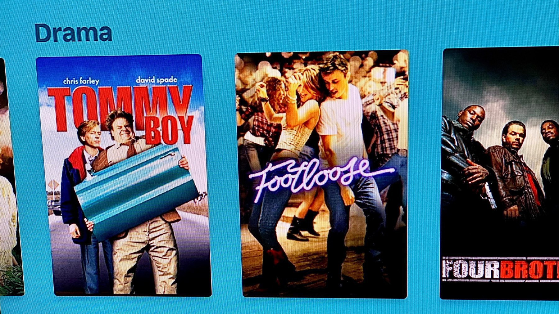 Screenshot of Apple TV with movie Tommy Boy in the Drama category.