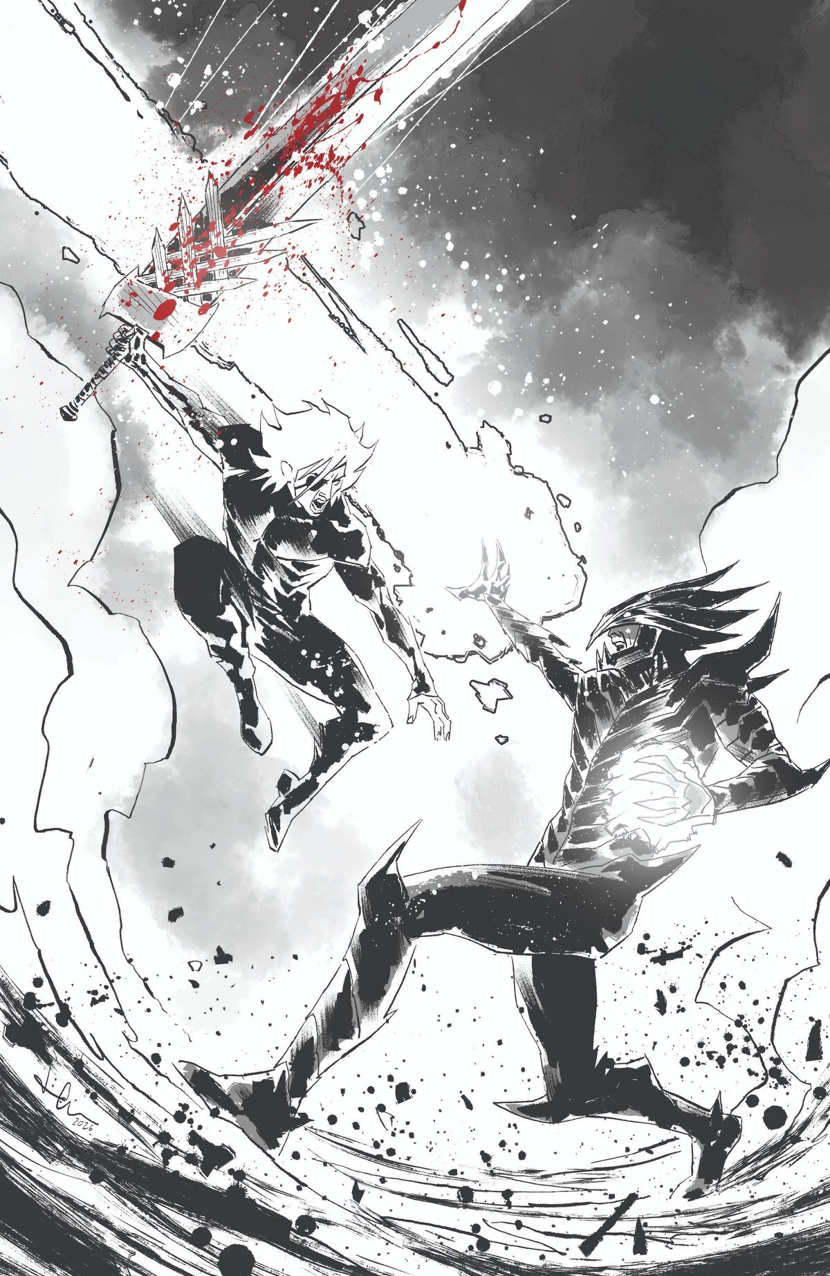 Lost Fantasy #13 (Cover E Luca Casalanguida Black & White & Blood Full Art Card Stock Variant)