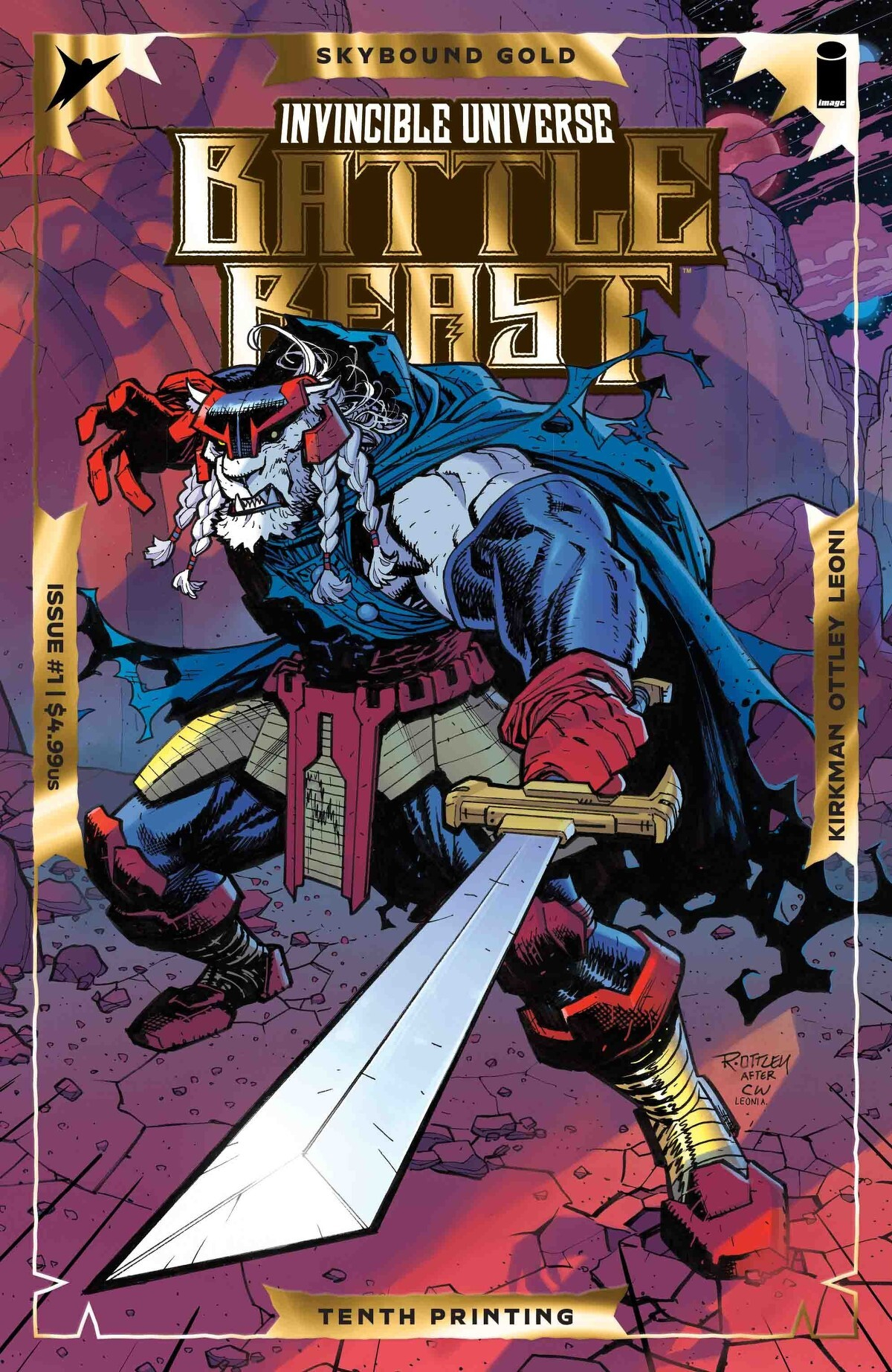 Invincible Universe Battle Beast #1 (10th Printing Cover A Ryan Ottley & Annalisa Leoni Emboss & Gold Foil Variant)