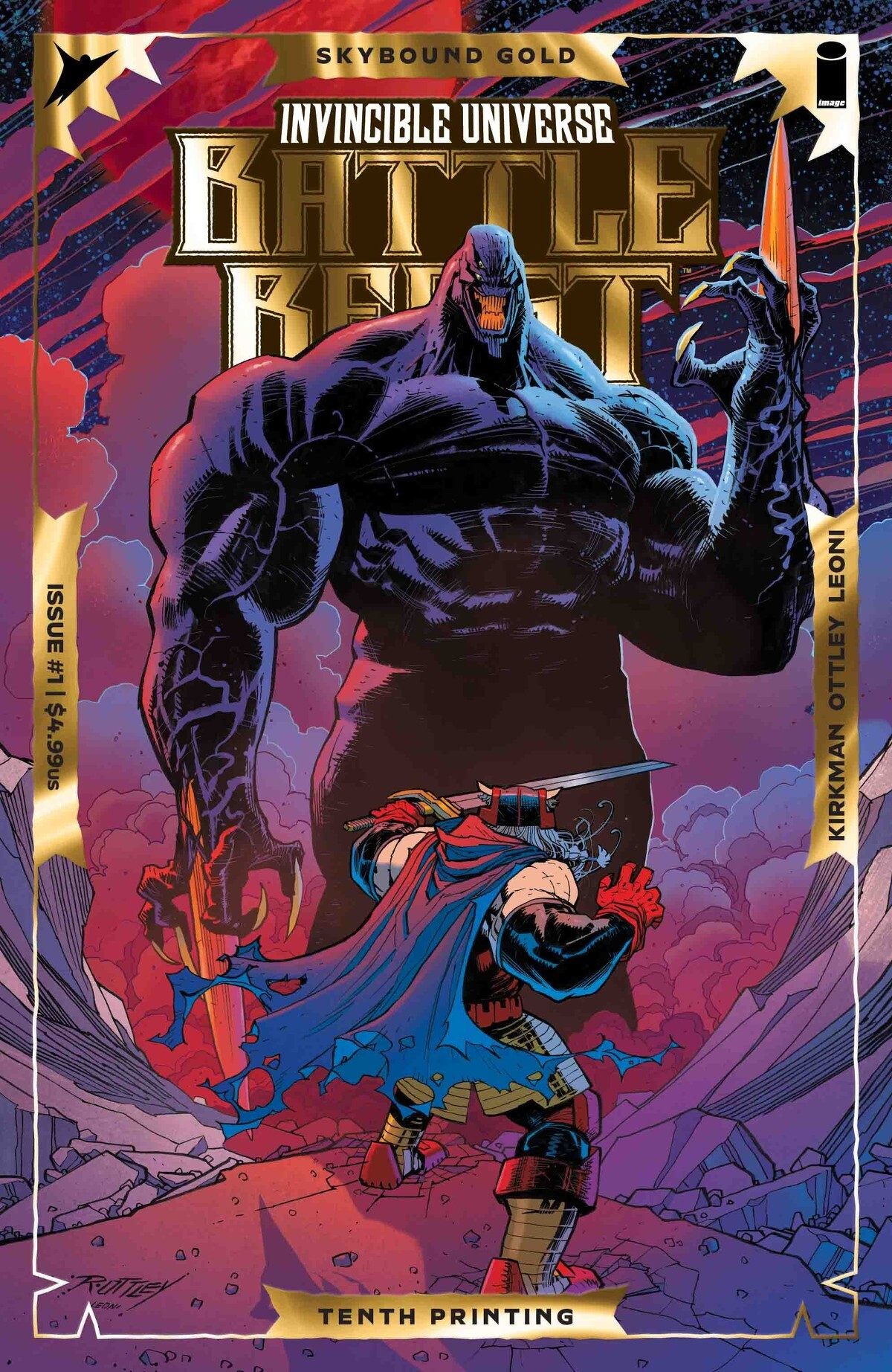 Invincible Universe Battle Beast #1 (10th Printing Cover B Ryan Ottley & Annalisa Leoni Emboss & Gold Foil Variant)