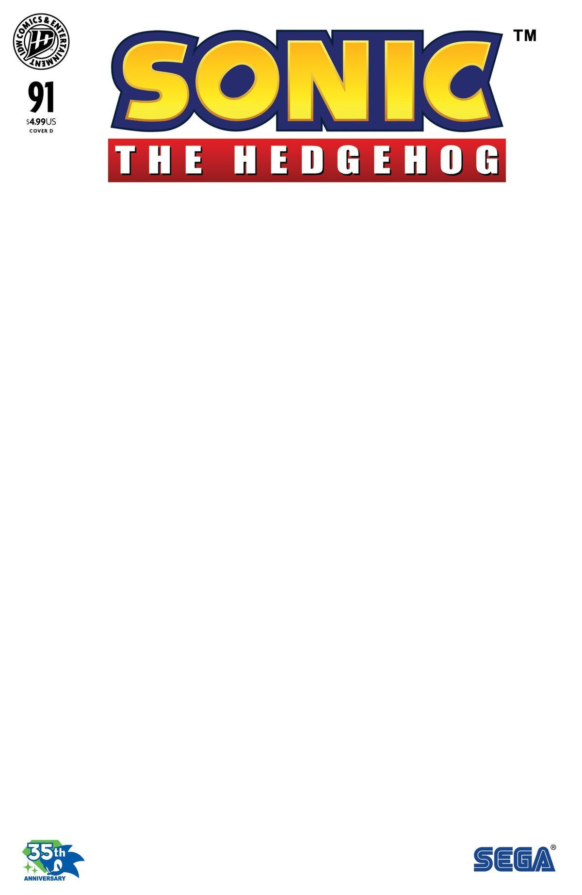 Sonic The Hedgehog #91 (Cover D Blank Sketch Variant)