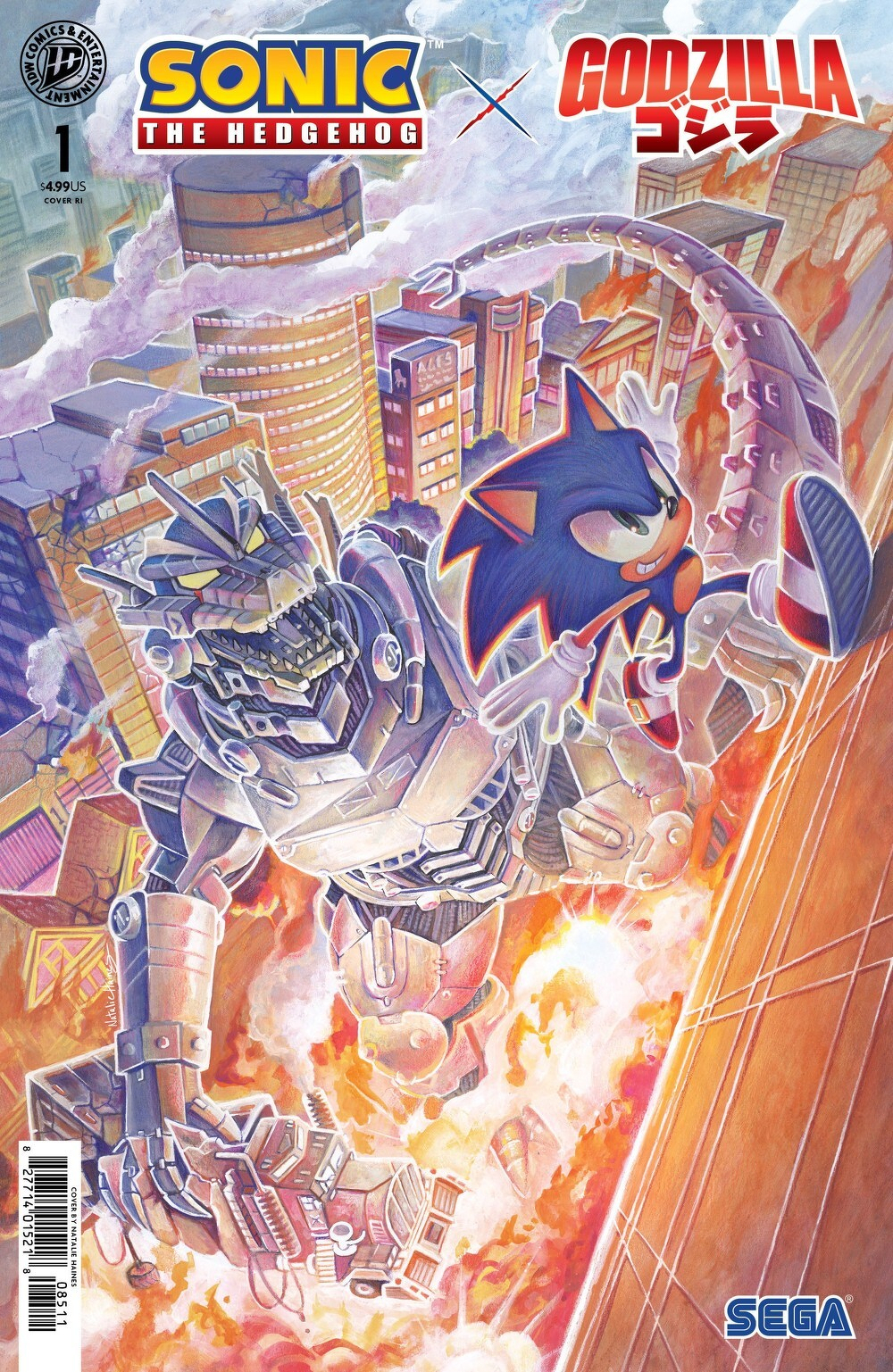 Sonic The Hedgehog x Godzilla #1 (Cover F Natalie Haines Foil Variant)