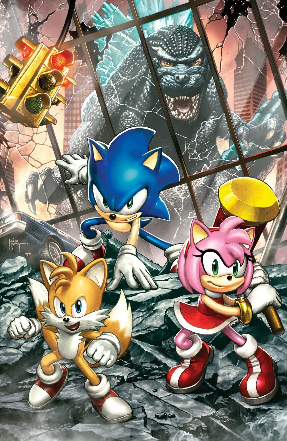 Sonic The Hedgehog x Godzilla #1 (Cover H Mico Suayan Full Art)
