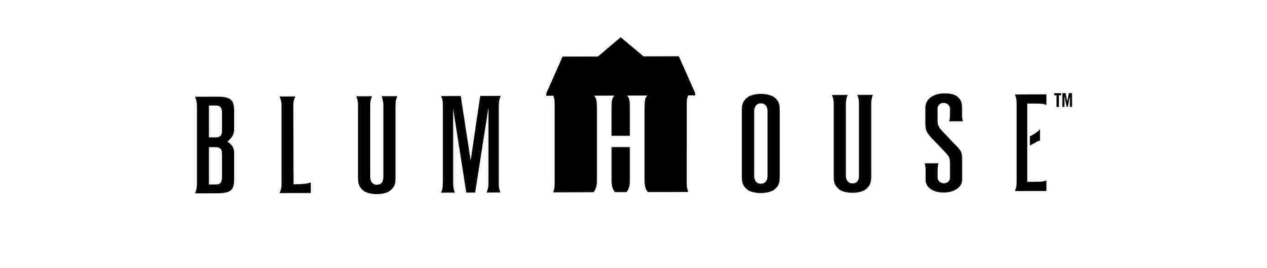 Auto-generated description: The word BLUMHOUSE is displayed in capital letters with a stylized house icon replacing the letter M.