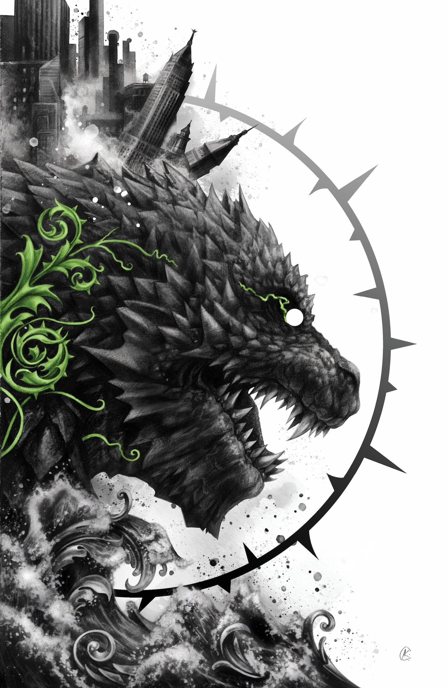 THE HORROR OF GODZILLA #1 variant by Andrew K Currey