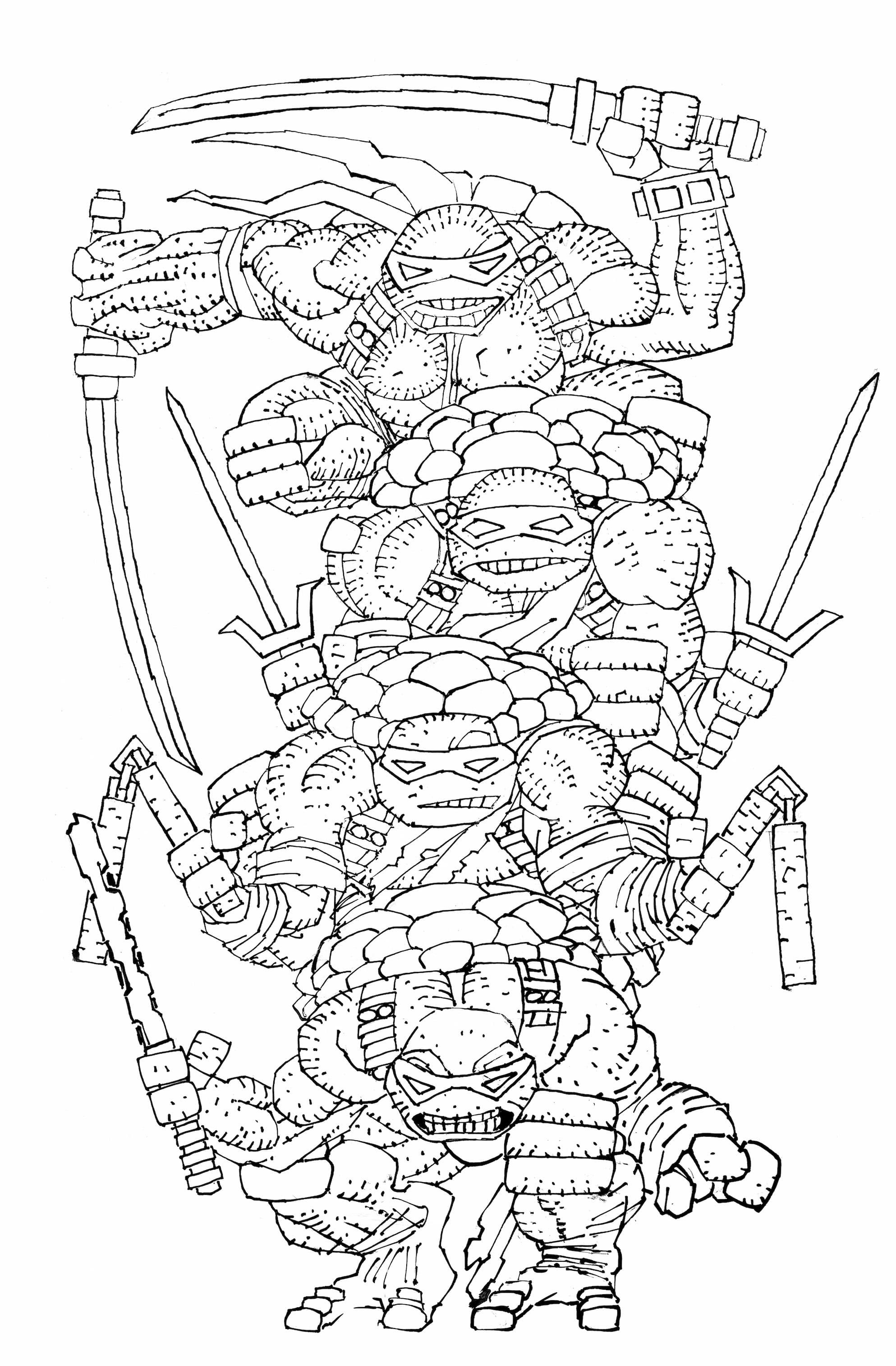 TMNT #300 1:300 black & white full art variant by Frank Miller