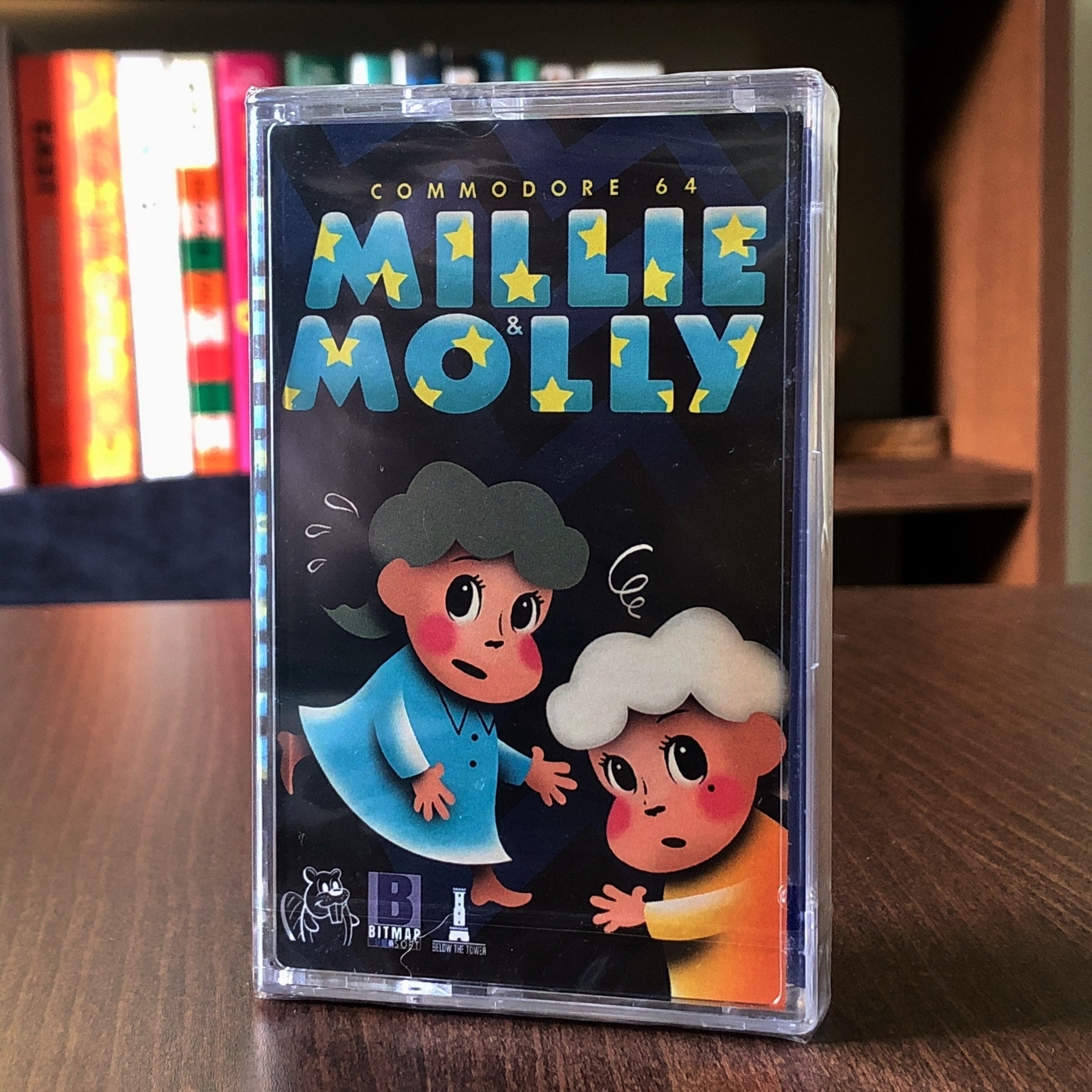 Commodore 64 cassette tape game Millie ans Molly with illustrated cover showing the main characters.
