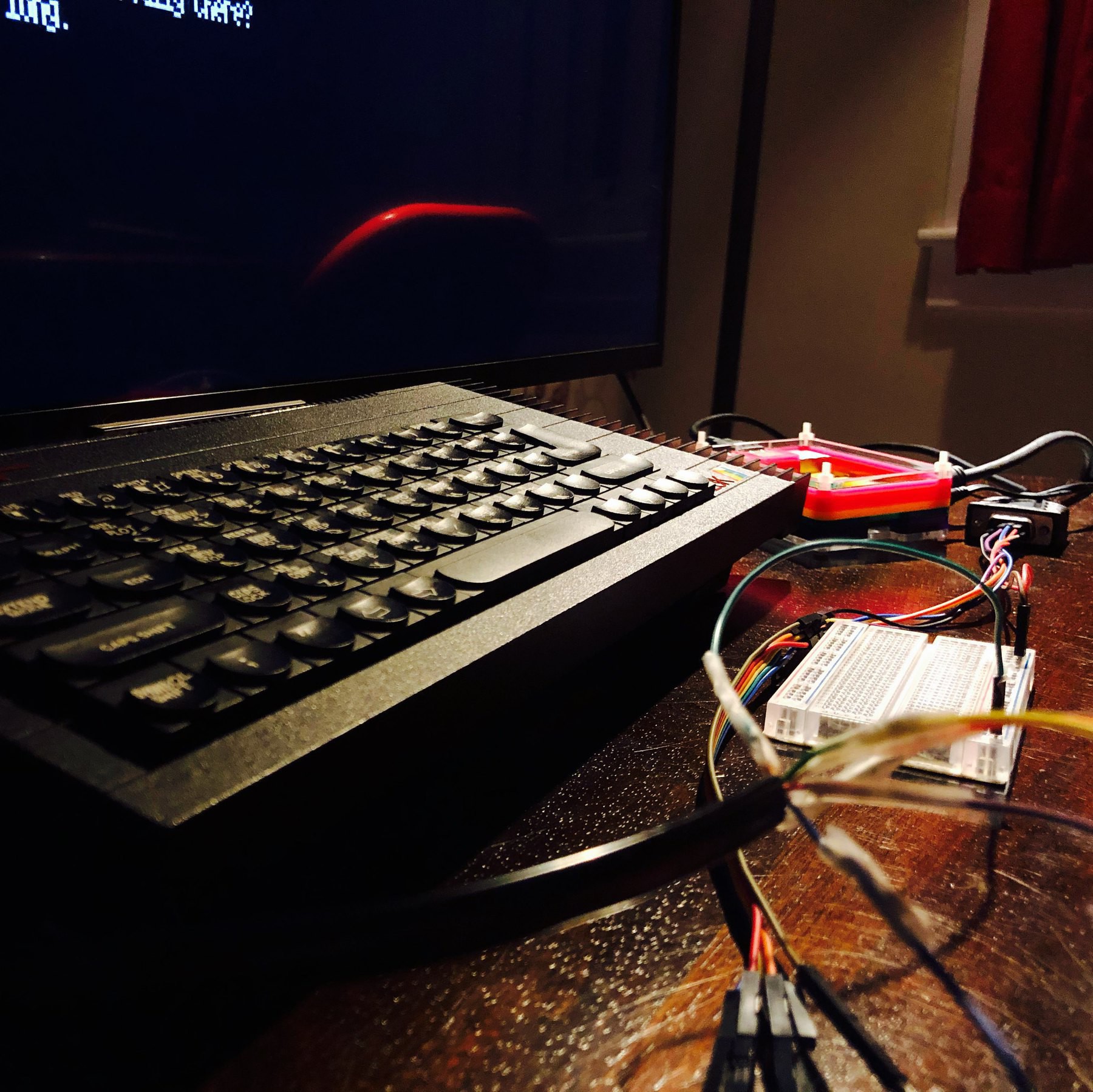 ZX Spectrum 128 ("Toast Rack") connected to a Raspberry Pi 3 via RS232/USB