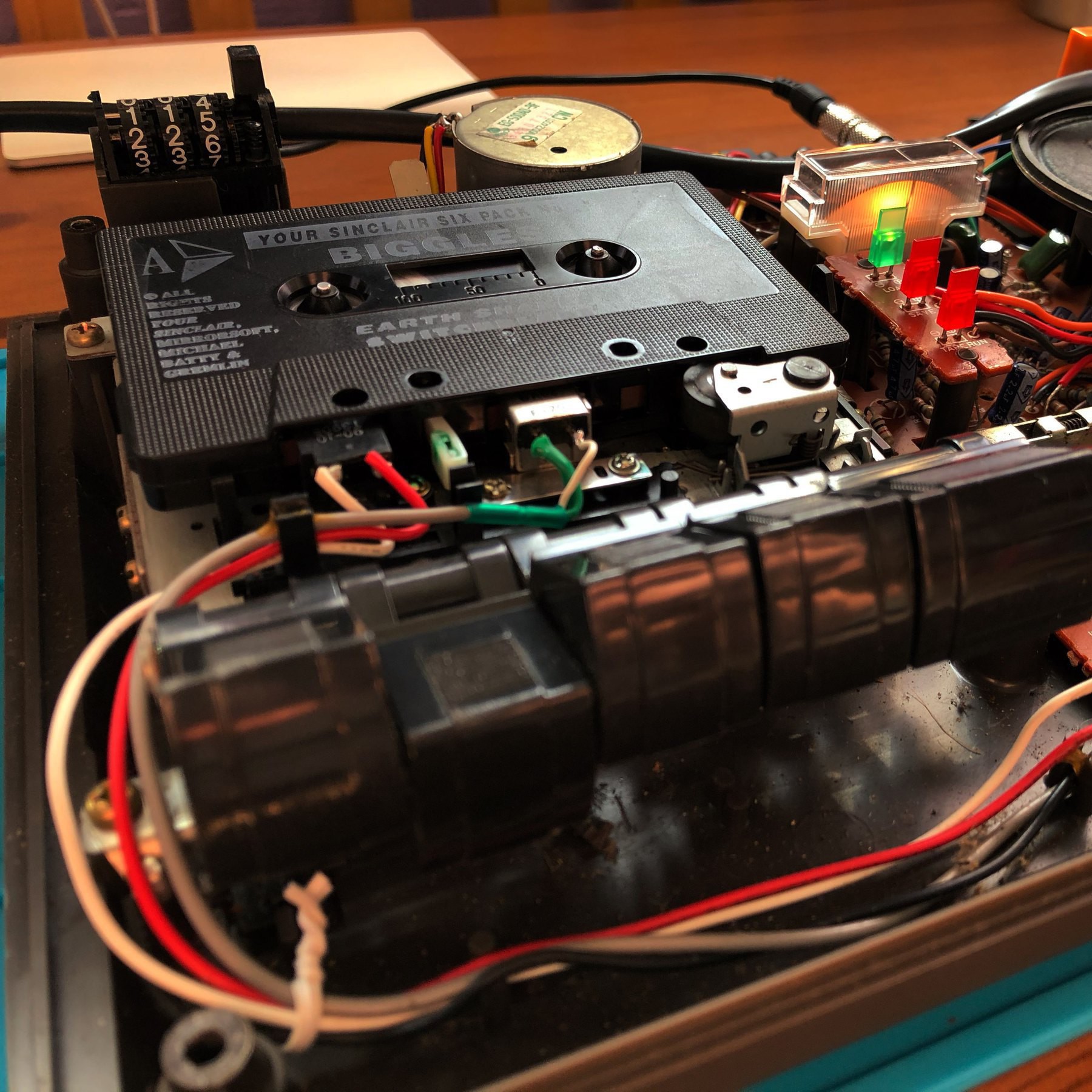disassembled cassette player