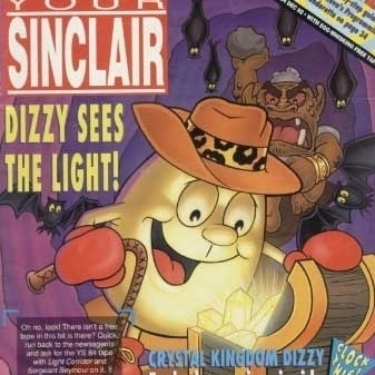YOUR SINCLAIR magazine cover. December 1992. features illustration of Dizzy who is an anthropomorphic egg wearing boxing gloves and a fancy hat. the headline reads: "DIZZY SEES THE LIGHT"