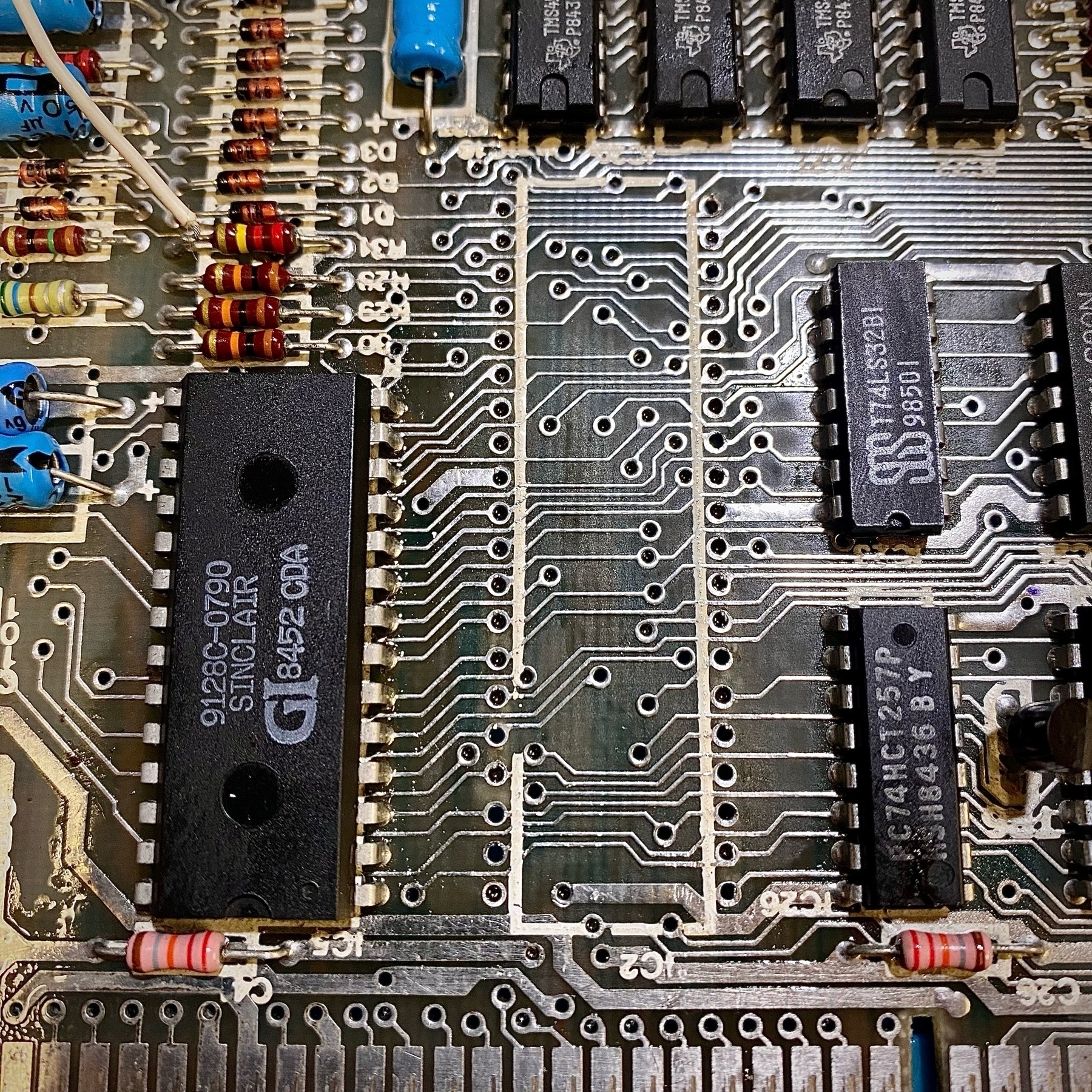 ZX Spectrum motherboard with the Z80 CPU removed