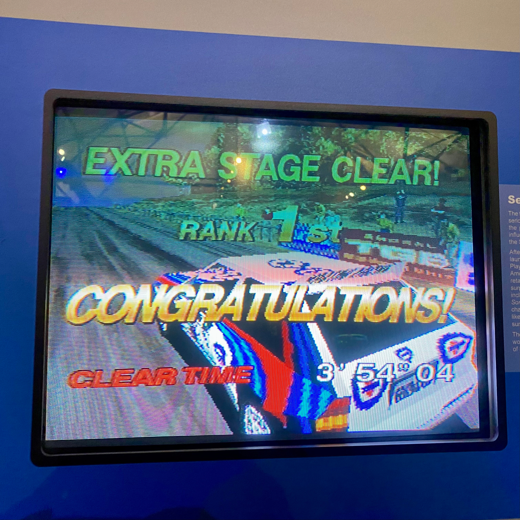 Sega Rally screenshot. Extra stage clear! Rank 1st! CONGRATULATIONS!