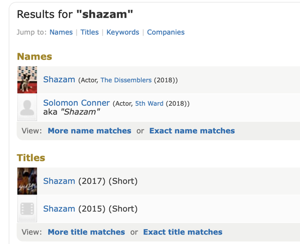 Virkelig, ikke noen andre treff for shazam dere vil fremheve i stedet
