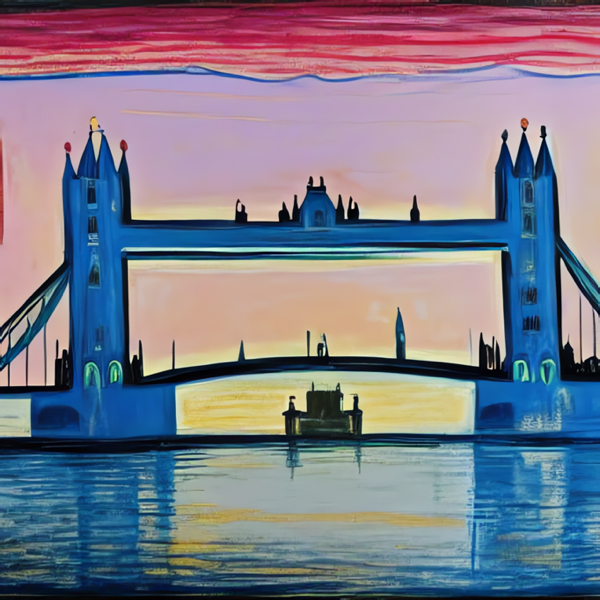 Tower Bridge, sunset, malt av Edward Munch