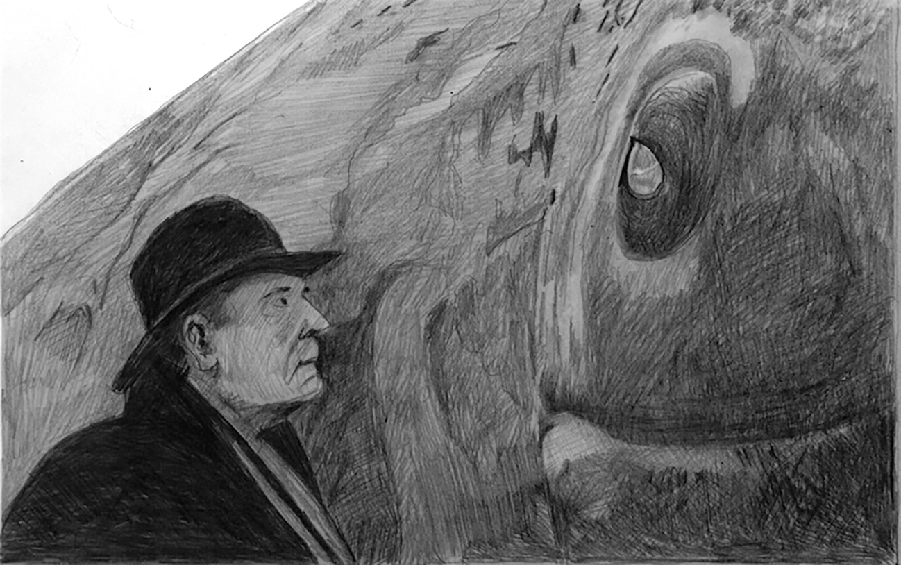an illustration of one of the closing shots of uncle gyüri in tarr's 