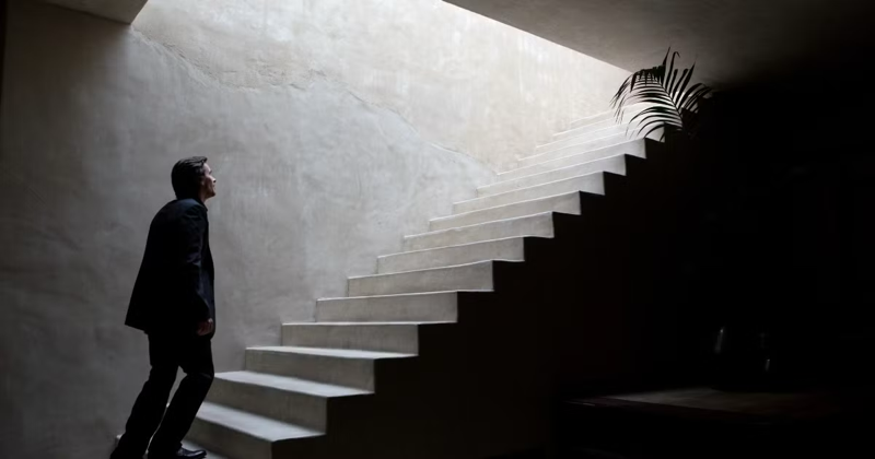 Christian bale staring.