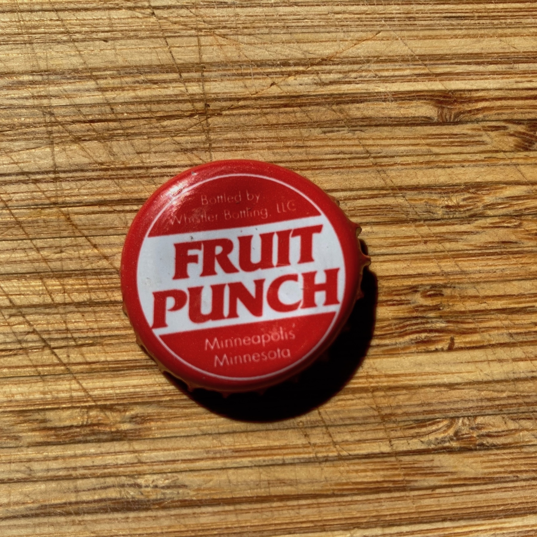 Old school soda pop bottle cap labeled "Fruit Punch"