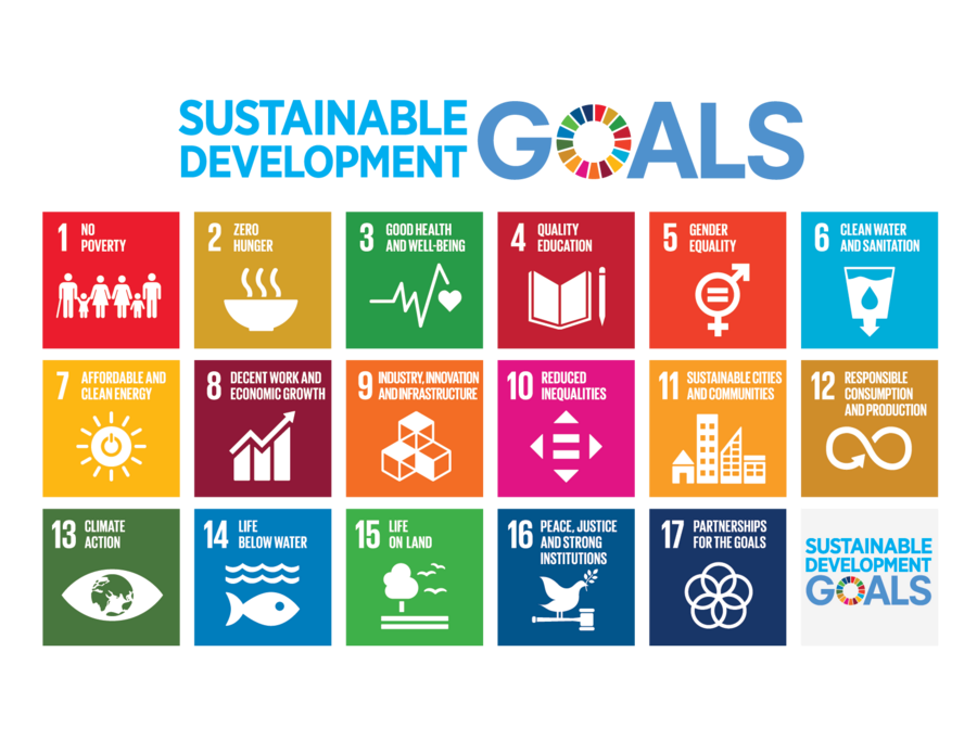 The 17 Sustainable Development Goals icons in a colorful grid