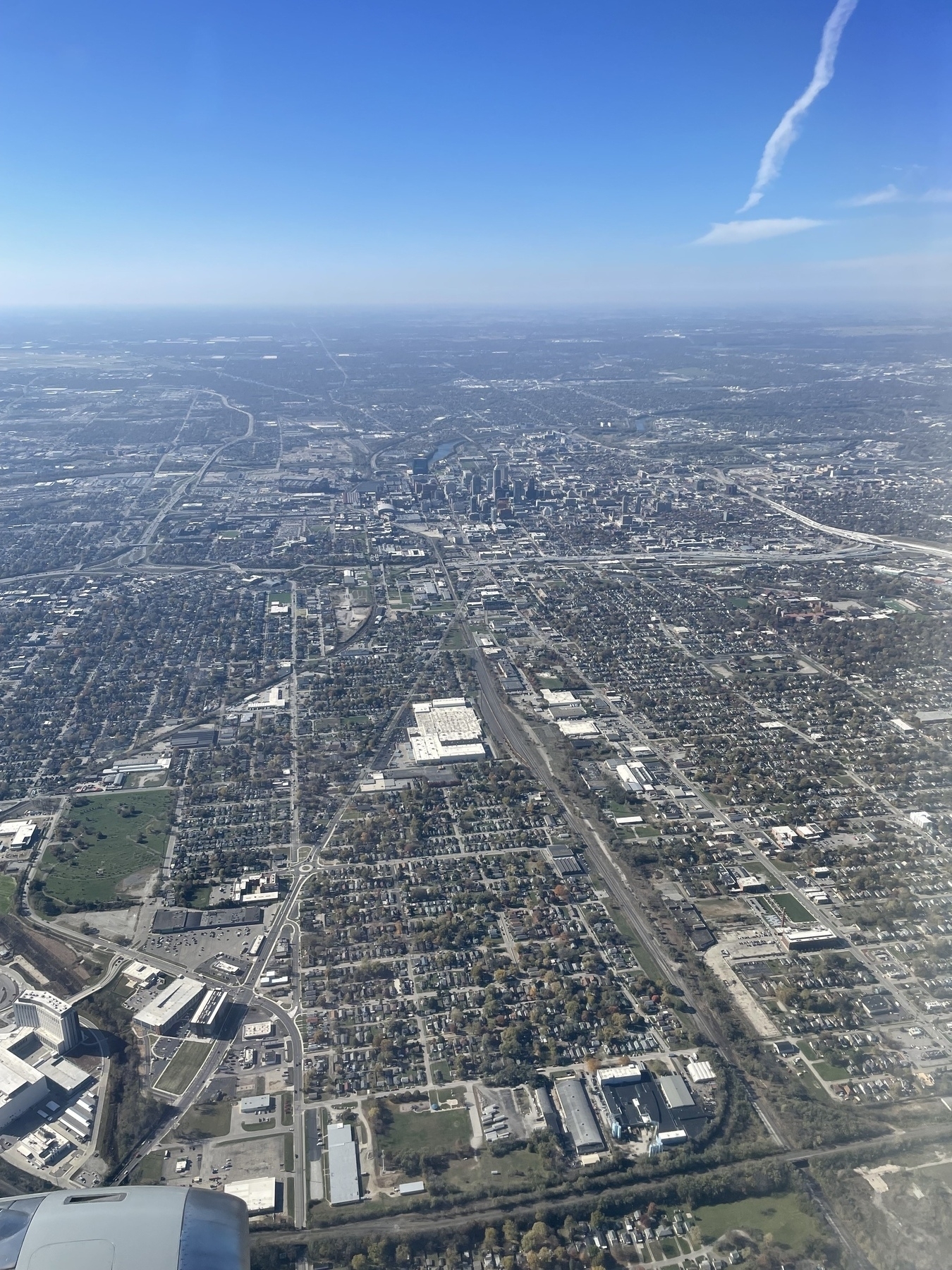 Downtown Indianapolis from the airplane
